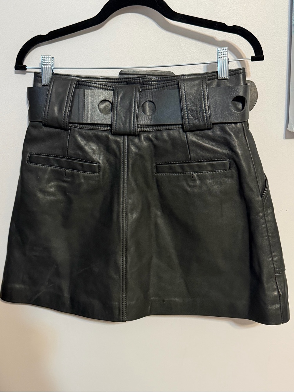 Sea New York Ayden Black Leather Belted Mini Skirt NWT Size 4 - Picture 9 of 14